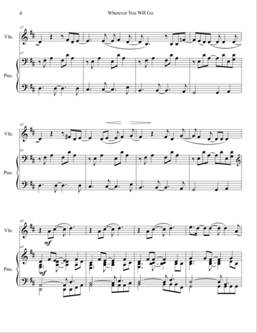 Wherever You Will Go Violin Solo scores gallery preview page 5