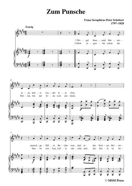 Schubert-Zum Punsche,in c sharp minor,for Voice&Piano image number null