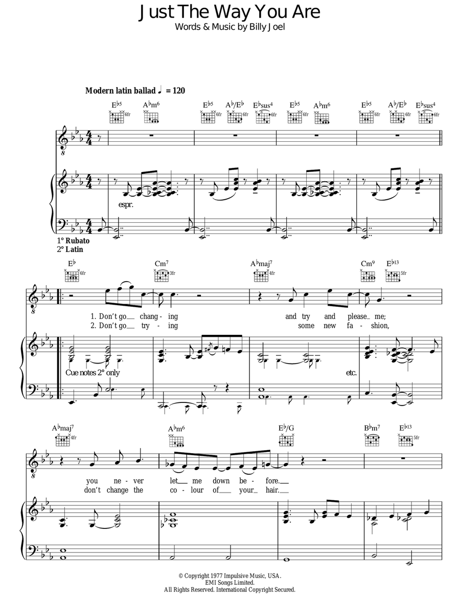 Just The Way You Are Acoustic Guitar scores gallery preview page 1