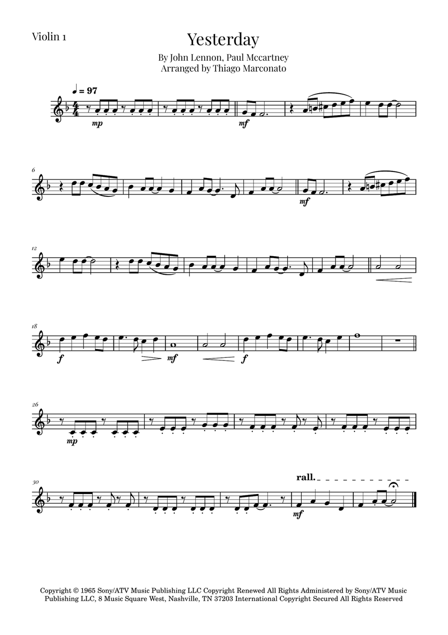 Yesterday String Quartet scores gallery preview page 4