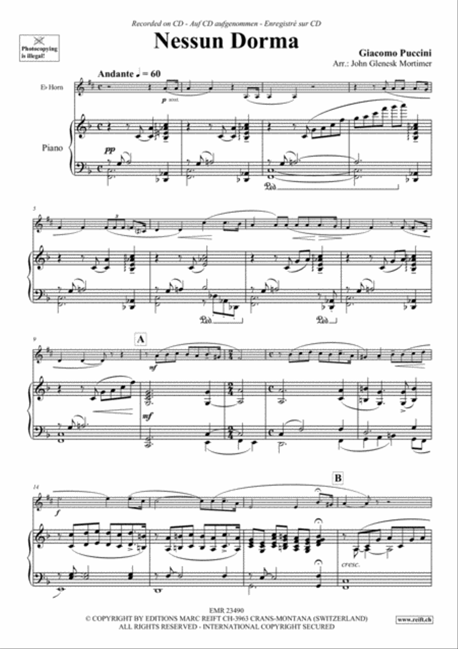 Nessun Dorma Horn scores gallery preview page 3