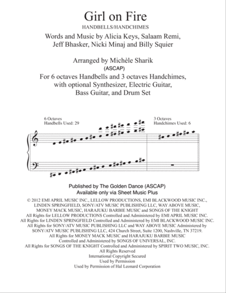Girl On Fire Handbell Choir scores gallery preview page 1