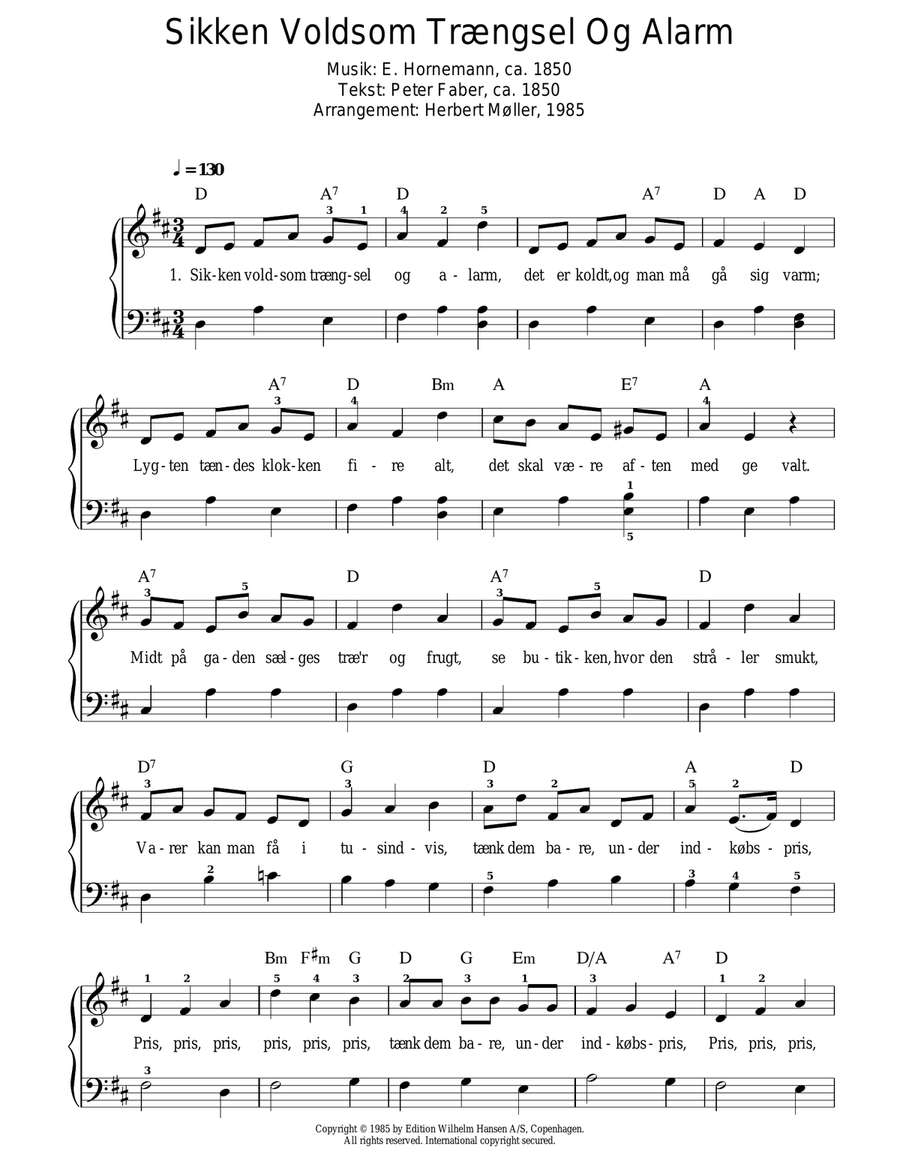 Sikken Voldsom Traengsel Og Alarm Piano Solo scores gallery preview page 1