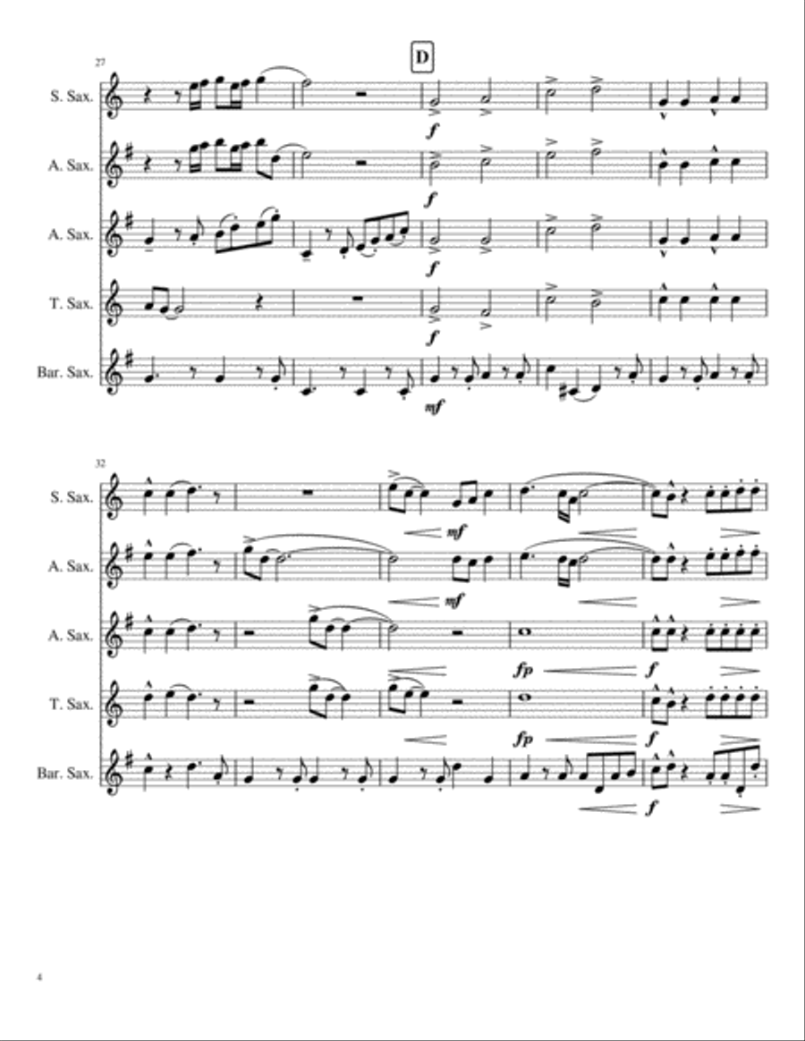 My Girl My Girl Saxophone Quintet scores gallery preview page 4