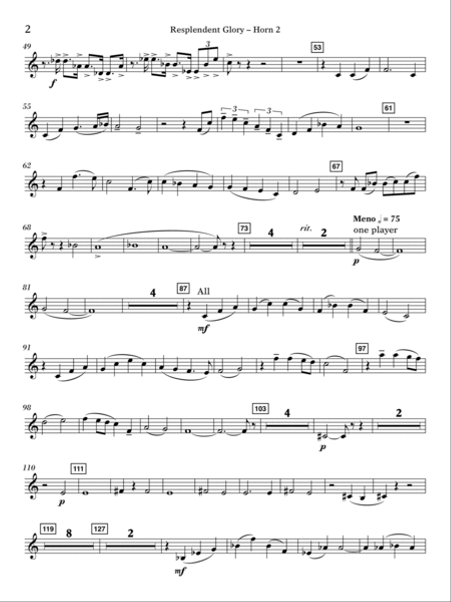 Resplendent Glory - Horn 2 in F Concert Band scores gallery preview page 2