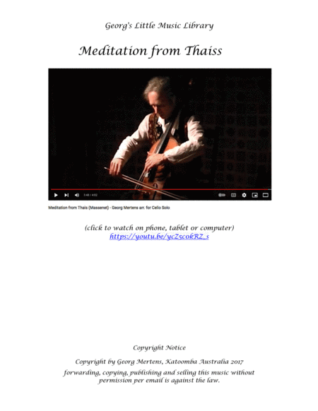 Meditation from "Thais" for cello solo