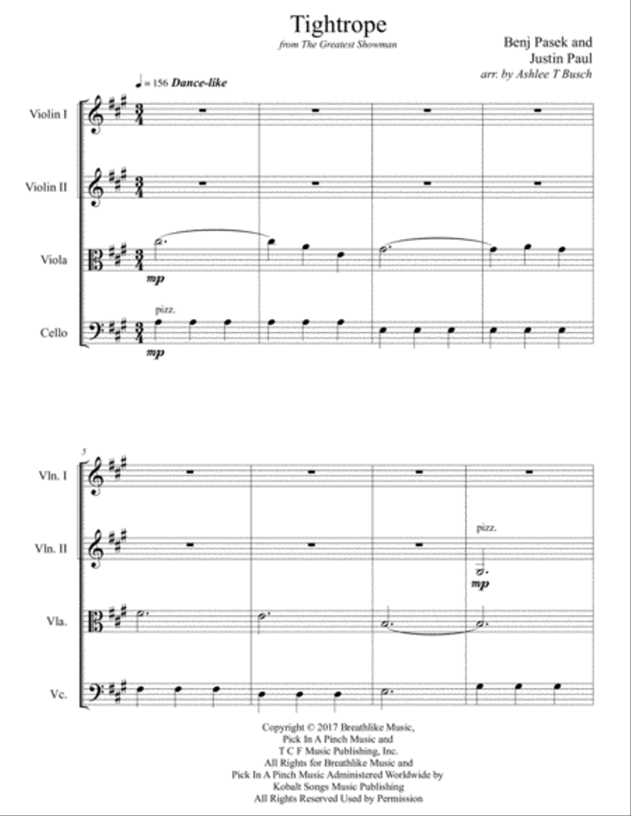 Tightrope Tightrope String Quartet scores gallery preview page 3