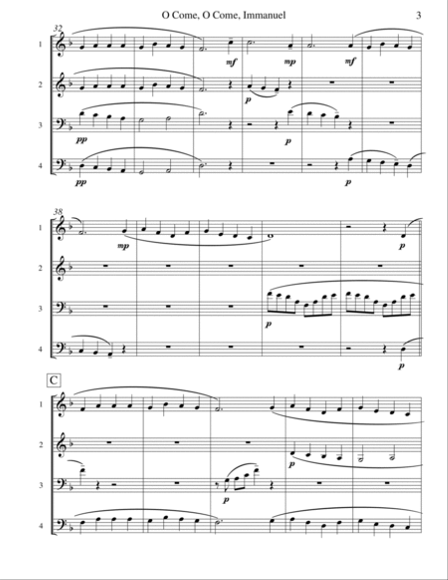 O Come, O Come, Immanuel (Emmanuel) - Brass Quartet Brass Quartet scores gallery preview page 4