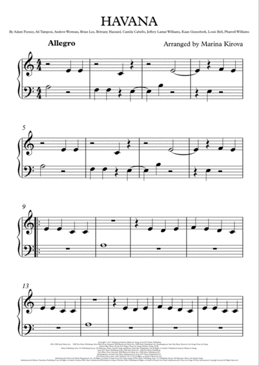 Havana Easy Piano scores gallery preview page 1
