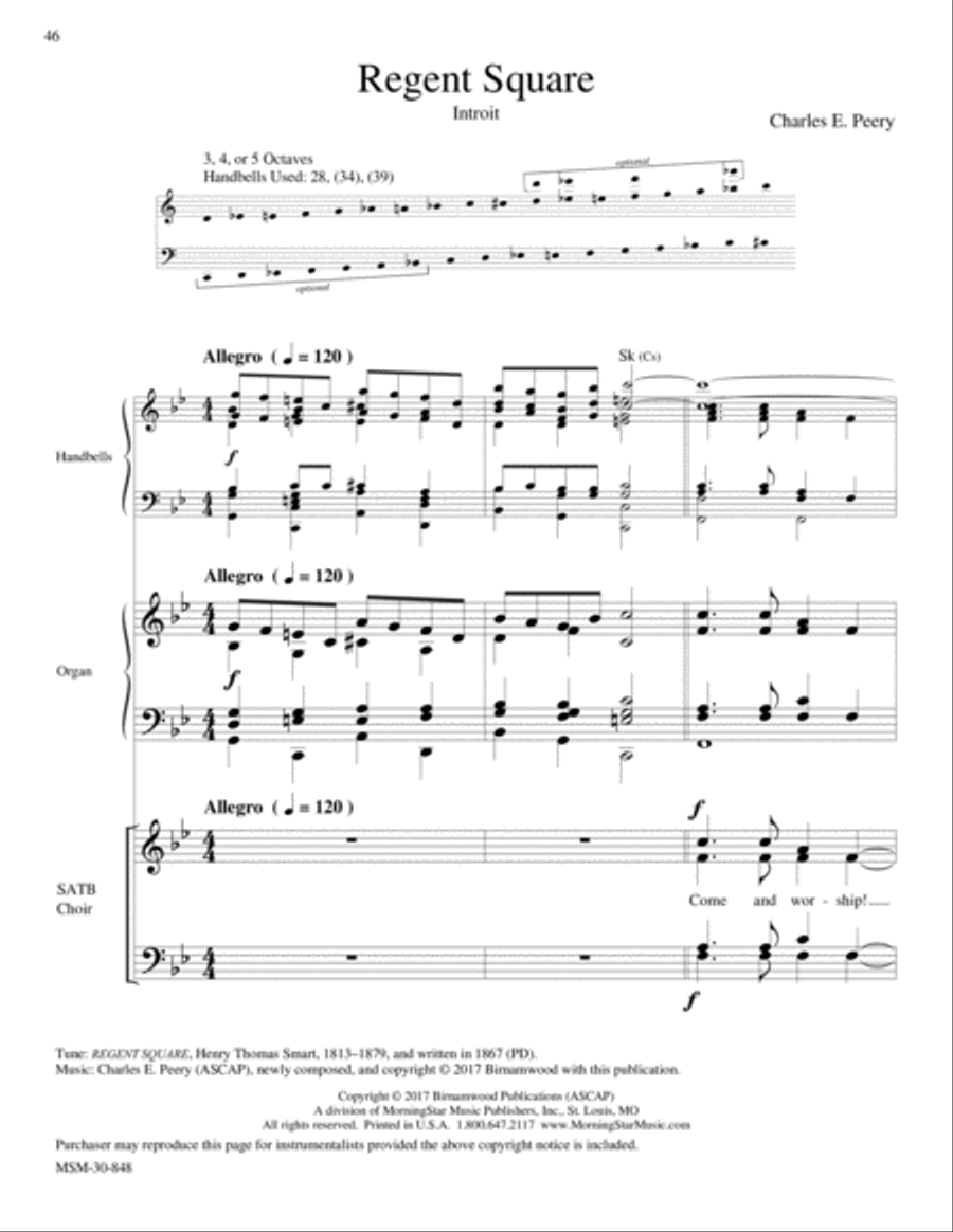 REGENT SQUARE from Let Praises Ring, V3 5-Octaves scores gallery preview page 1