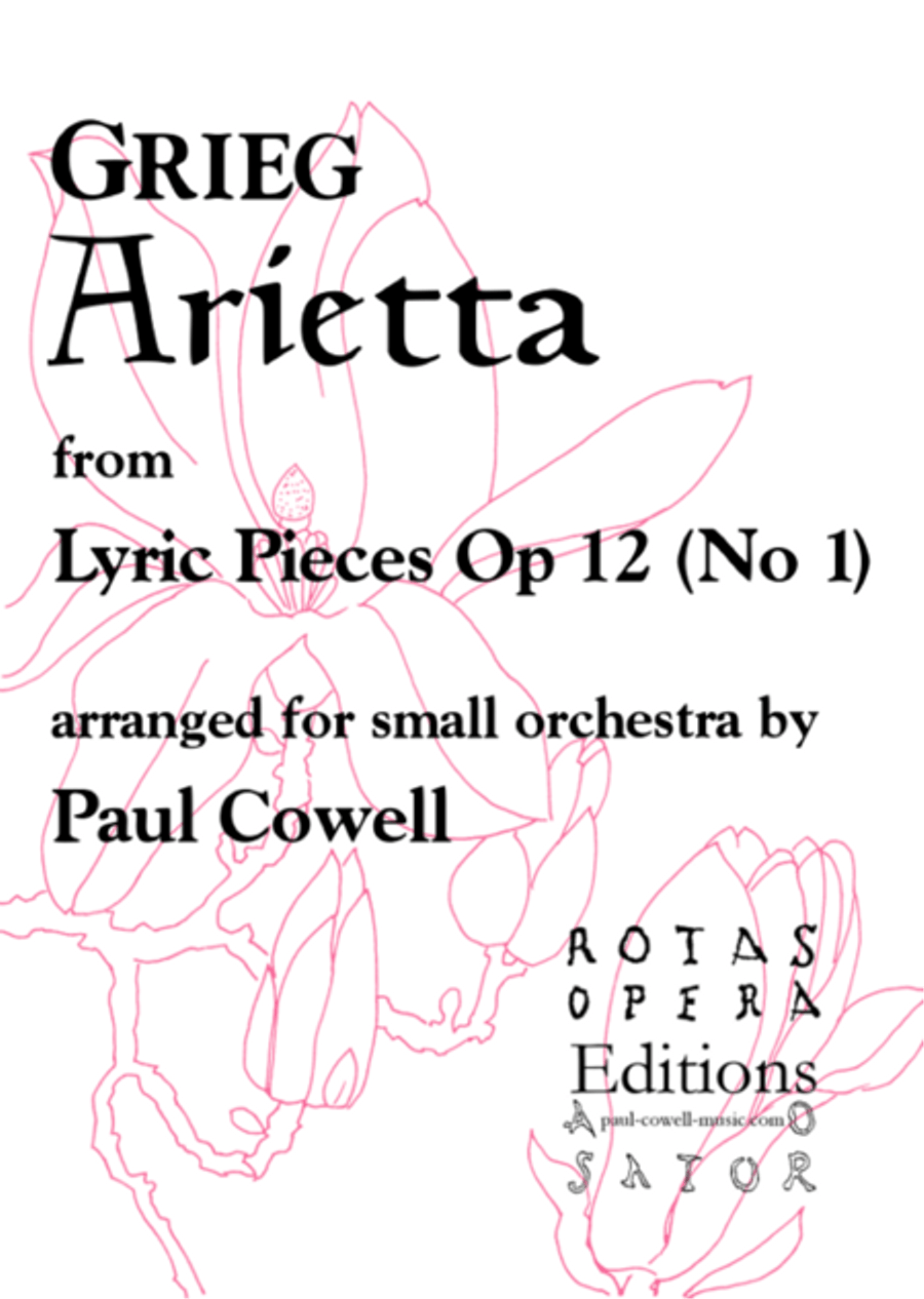 GRIEG Arietta arranged for small orchestra Chamber Orchestra scores gallery preview page 1