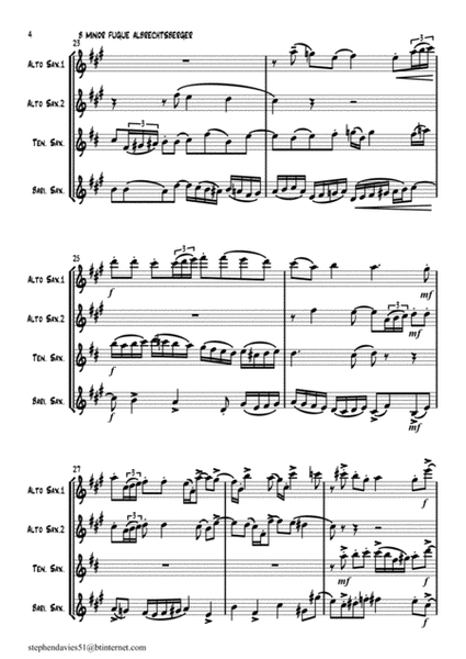 B Minor Fugue by Johann Georg Albrechtsberger for Saxophone Quartet. image number null