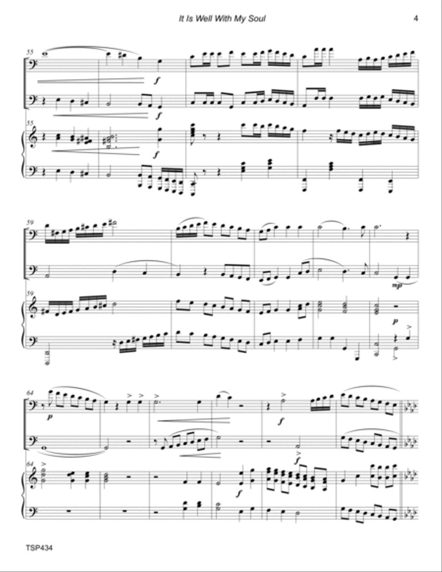 IT IS WELL WITH MY SOUL - TROMBONE & TUBA with Piano Accompaniment Brass Ensemble scores gallery preview page 4