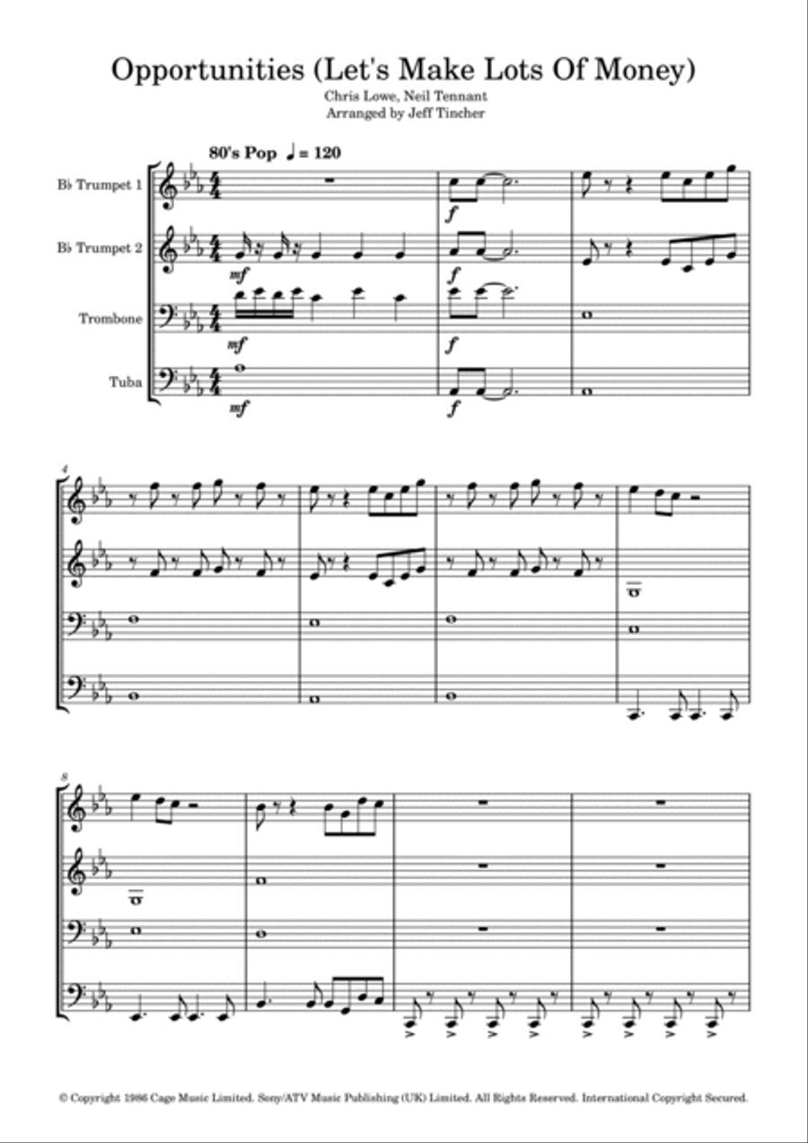Opportunities (let's Make Lots Of Money) Brass Ensemble scores gallery preview page 2