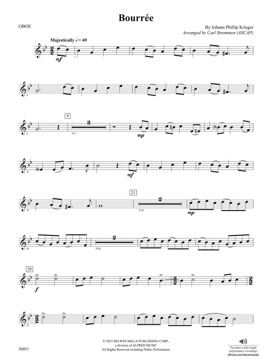 Bourrée: Oboe Concert Band scores gallery preview page 1