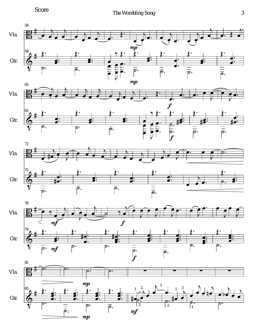 The Wombling Song String Duet scores gallery preview page 3