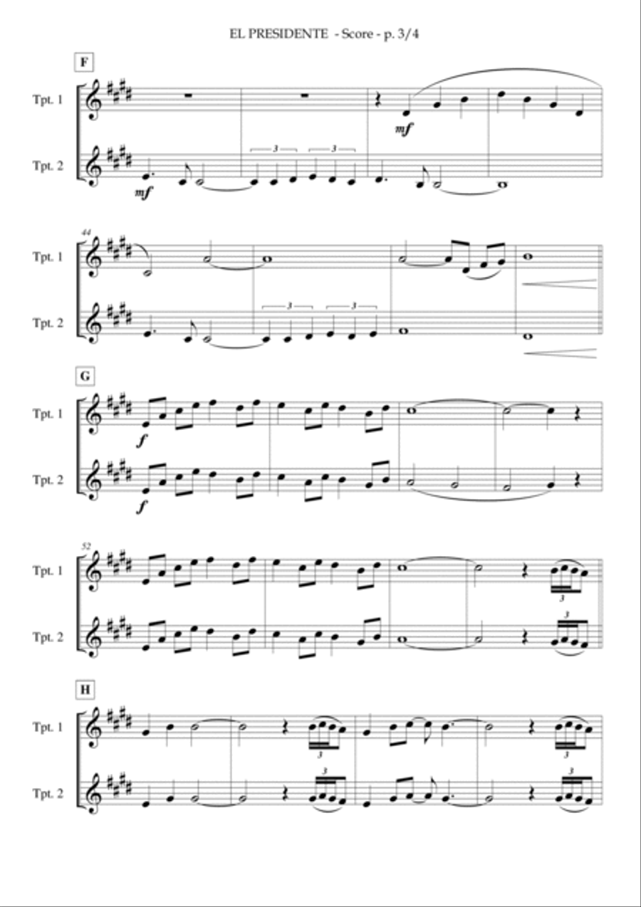 El Presidente Trumpet Duet scores gallery preview page 3