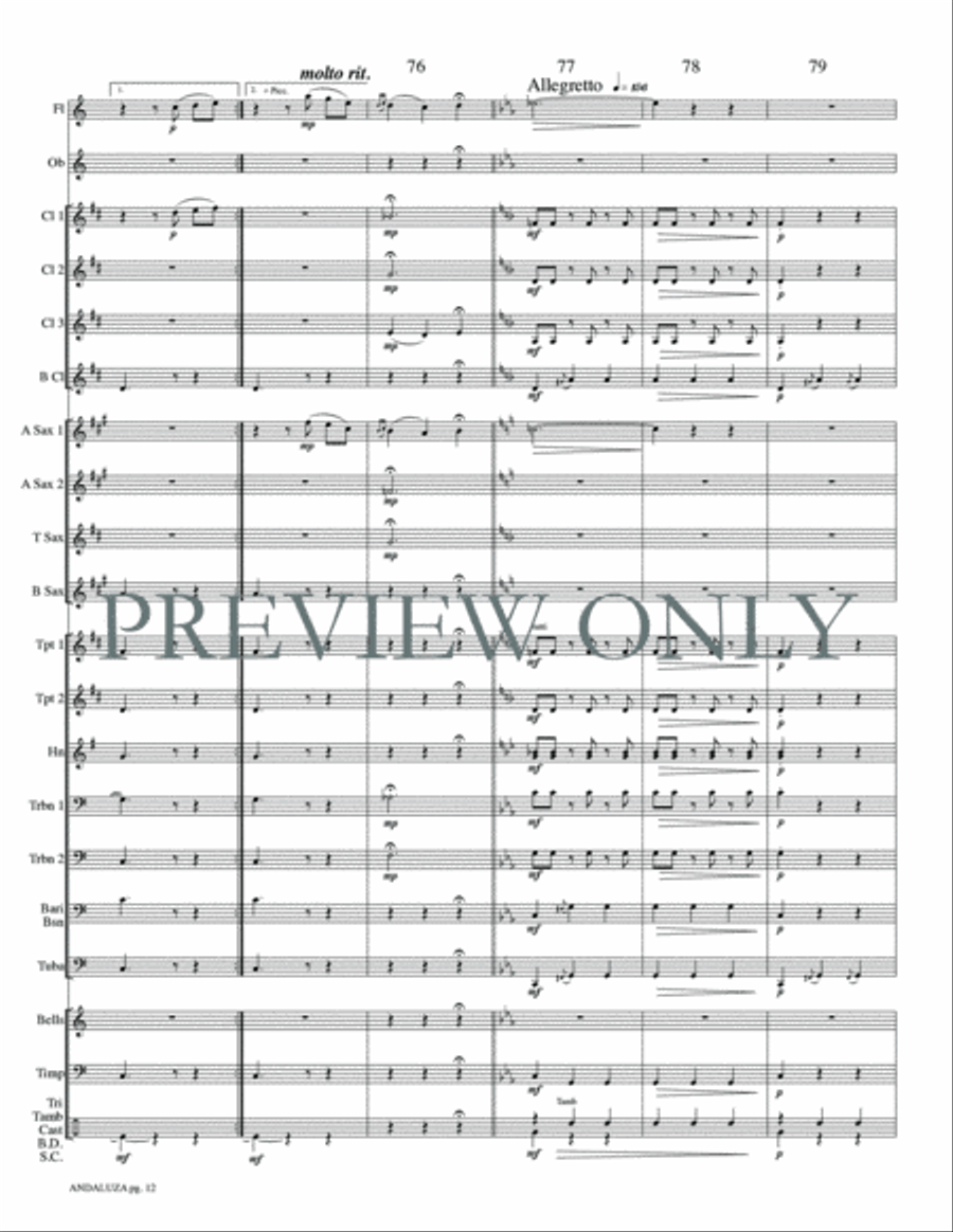 Andaluza -- Spanish Dance No. 5 Concert Band scores gallery preview page 15
