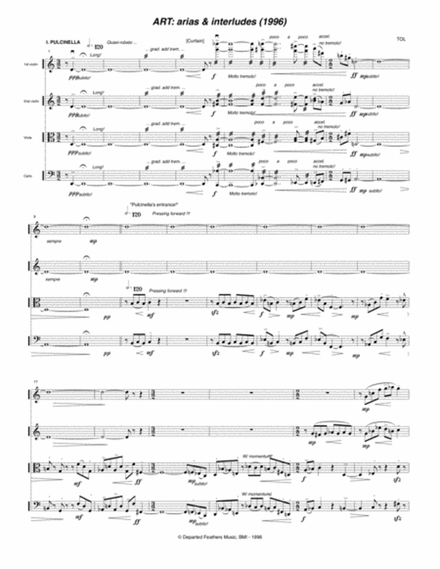 ART: arias & interludes ... Commedia dell'arte for String Quartet (1996, rev. 1997) image number null