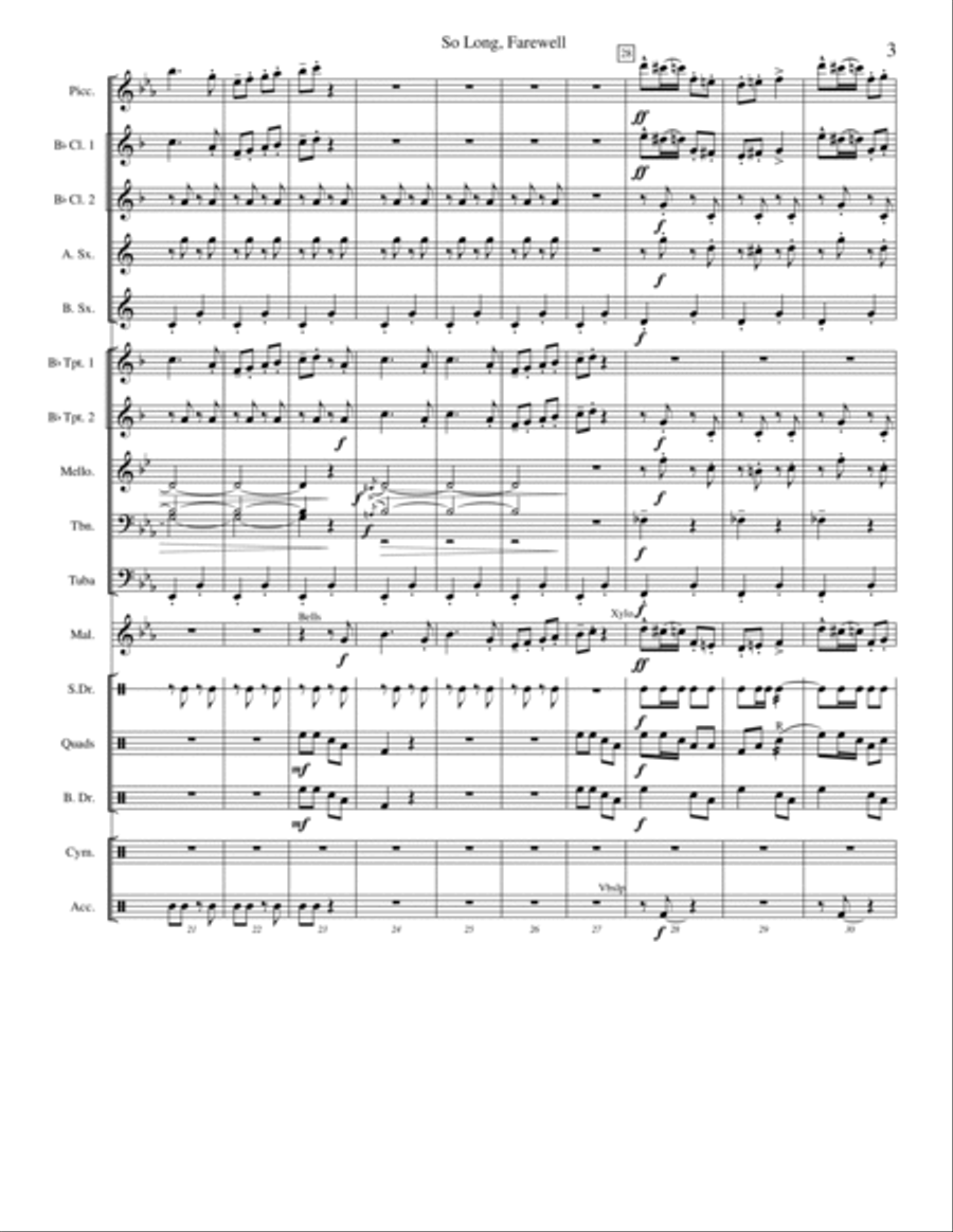 So Long, Farewell Marching Band scores gallery preview page 3