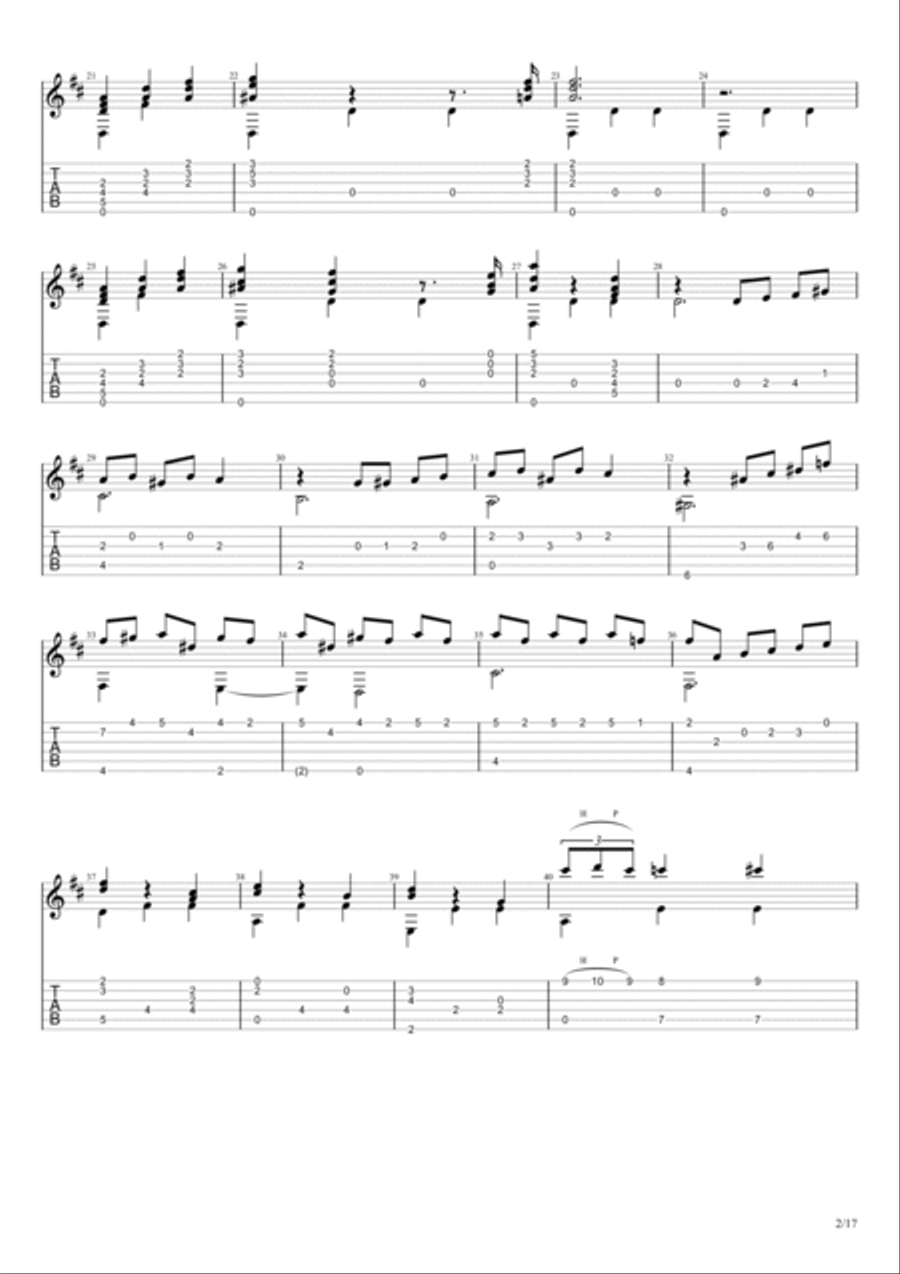 Waltz of the Flowers from the Nutcracker (Pyotr Ilyich Tchaikovsky) Acoustic Guitar scores gallery preview page 2