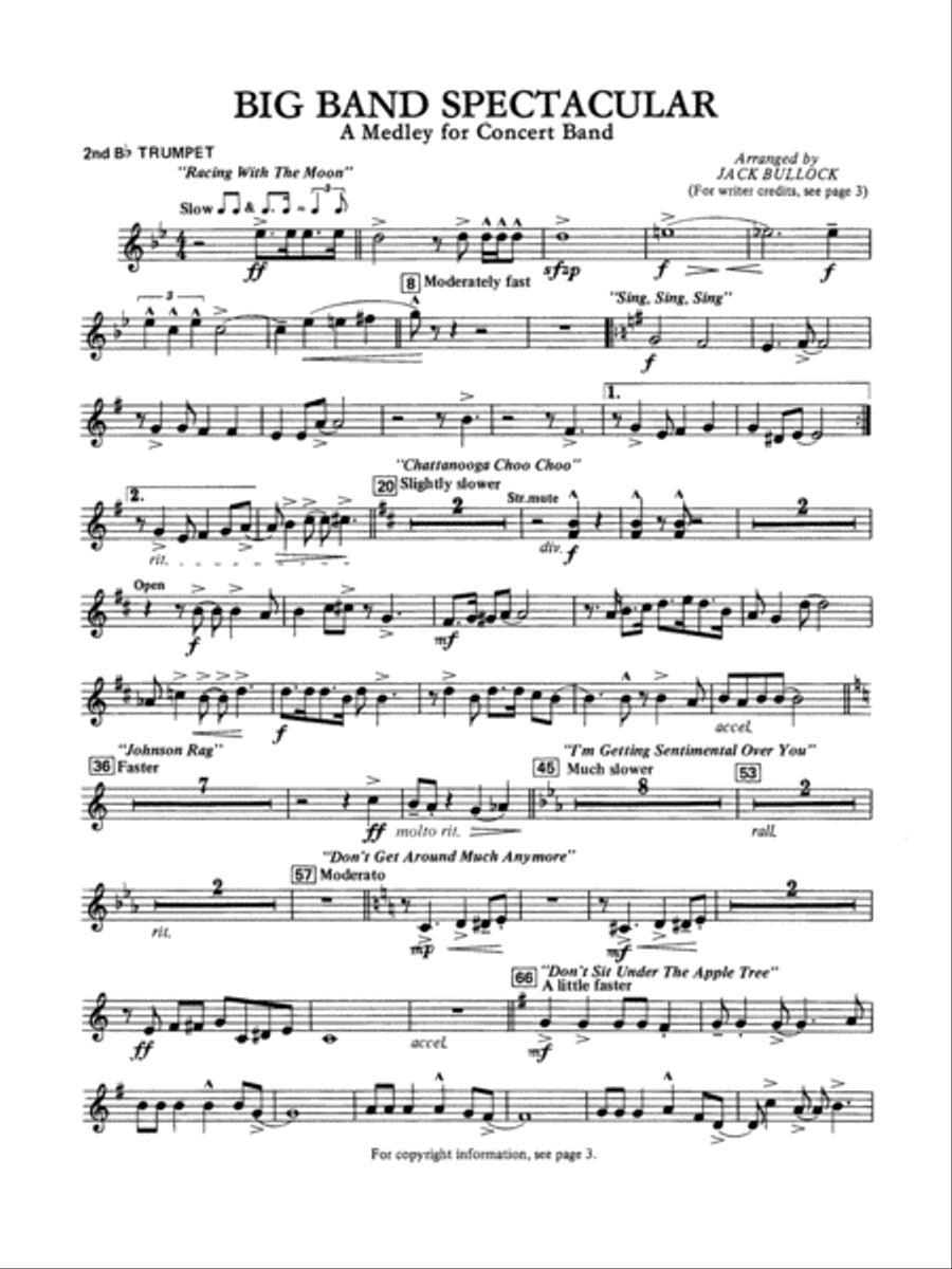 Big Band Spectacular: 2nd B-flat Trumpet Concert Band scores gallery preview page 1