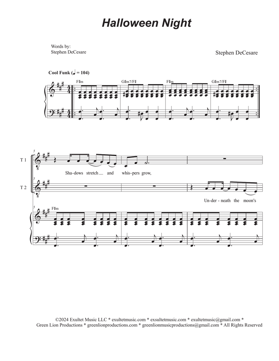 Halloween Night (Vocal Trio - (TTB) TTB scores gallery preview page 1