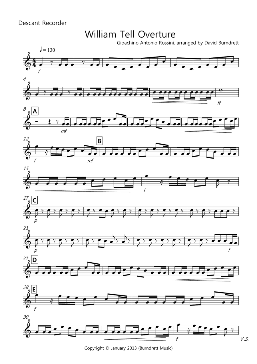 William Tell Overture for Recorder Quartet Recorder scores gallery preview page 5