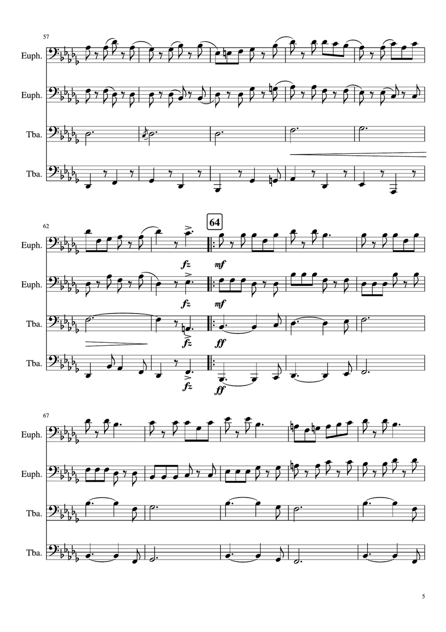 The Kilties March Brass Quartet scores gallery preview page 5