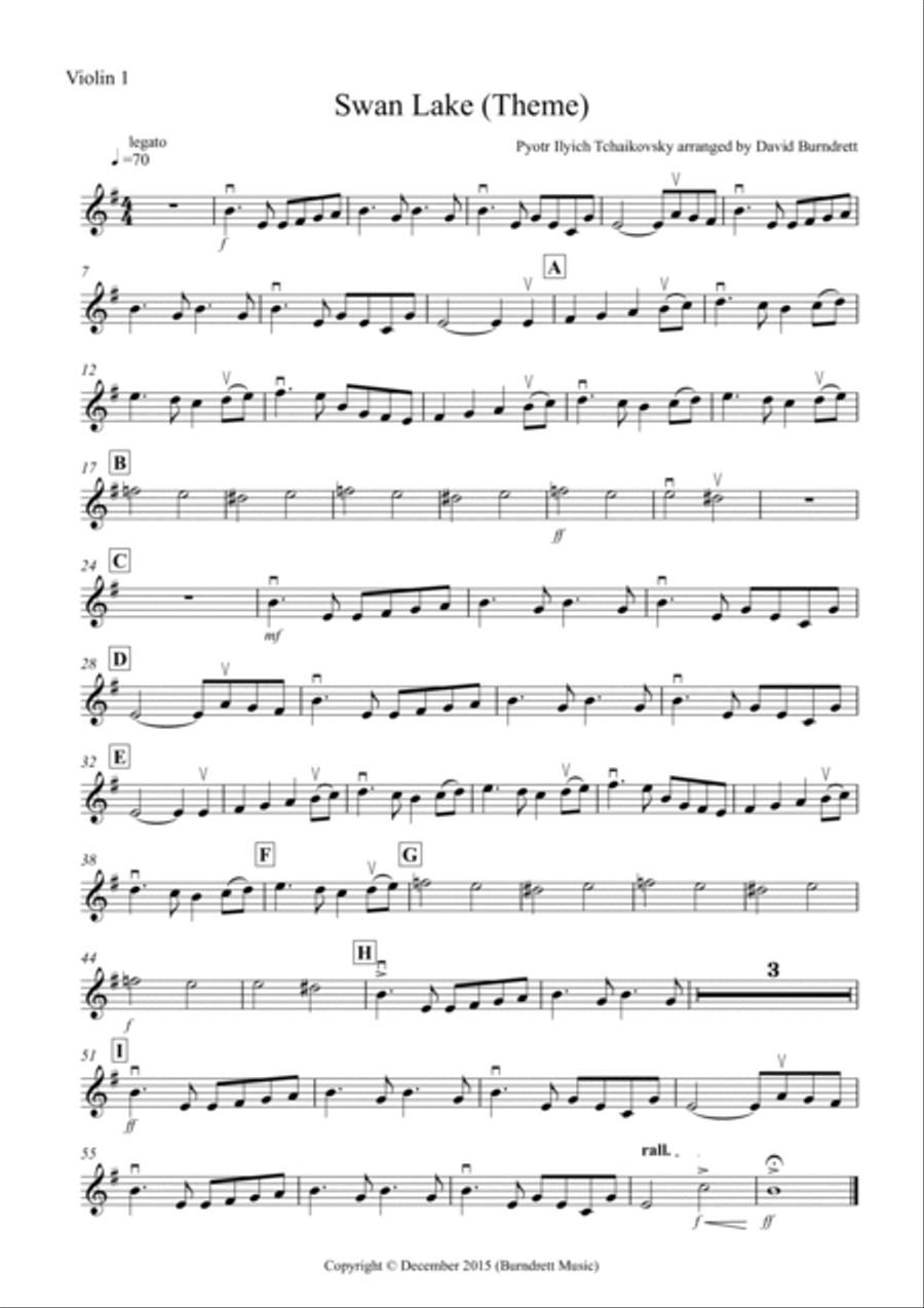 Swan Lake Theme for String Orchestra String Quartet scores gallery preview page 4