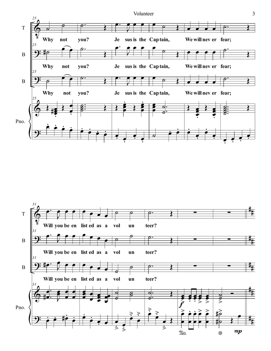 Volunteer for Jesus 3-Part scores gallery preview page 3