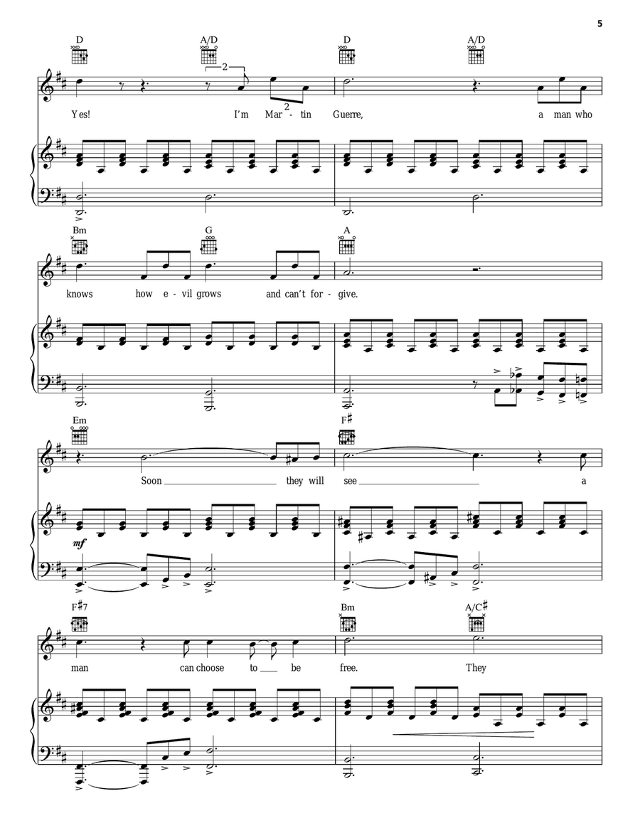 I'm Martin Guerre (from Martin Guerre) Piano, Vocal, Guitar scores gallery preview page 5