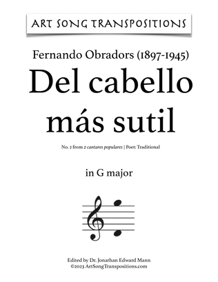 Book cover for OBRADORS: Del cabello más sutil (transposed to G major)