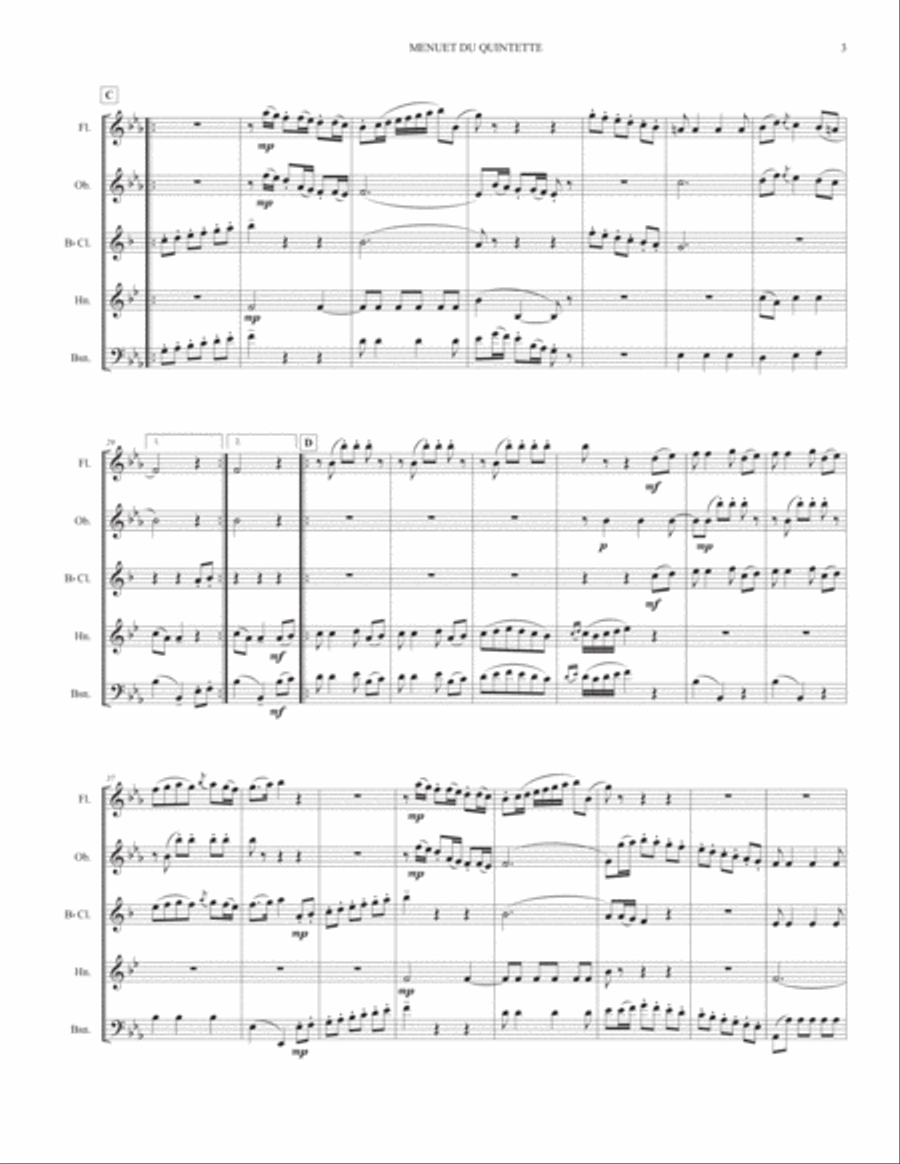 Boccherini Minuet Woodwind Quintet scores gallery preview page 3