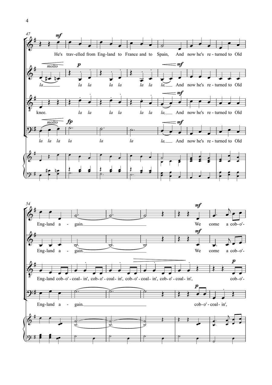 Cob-o'-coalin' - folk-song arranged for SATB unaccompanied 4-Part scores gallery preview page 4