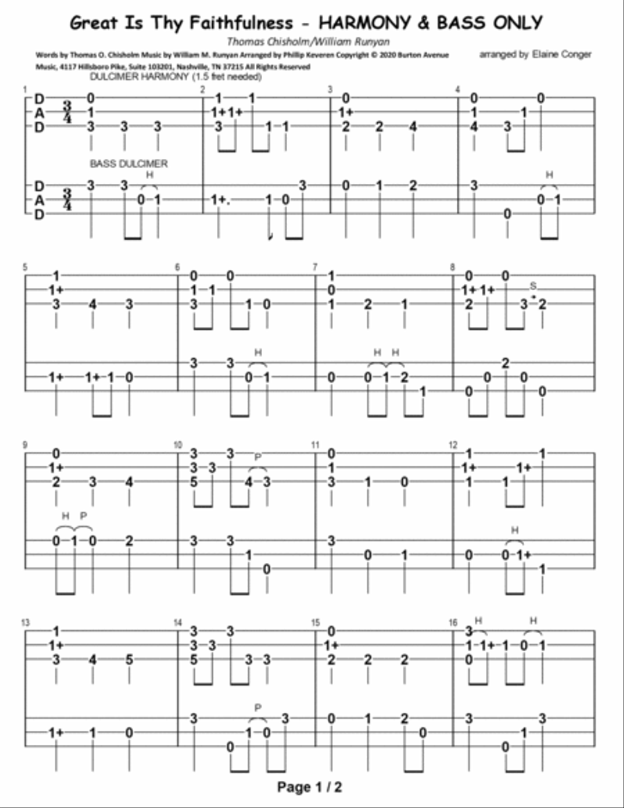 Great Is Thy Faithfulness Dulcimer scores gallery preview page 2