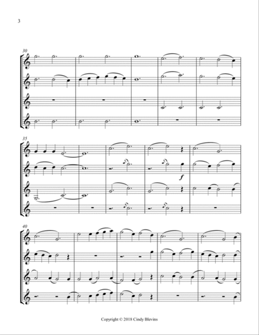 Sussex Carol, for Clarinet Quartet Clarinet Quartet scores gallery preview page 4