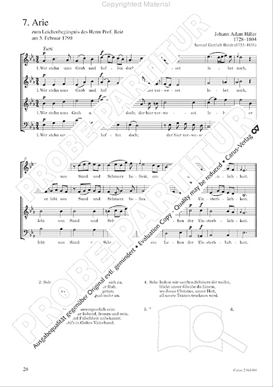 Motets and arias for choirs collected and edited by Johann Adam Hiller, vol. 6 Voice Solo scores gallery preview page 21