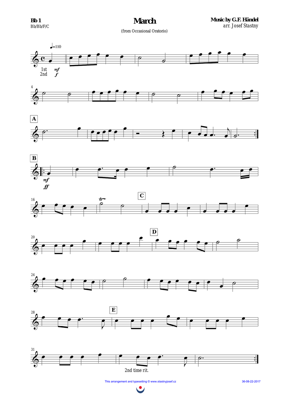March (Occasional Oratorio) Brass Ensemble scores gallery preview page 2