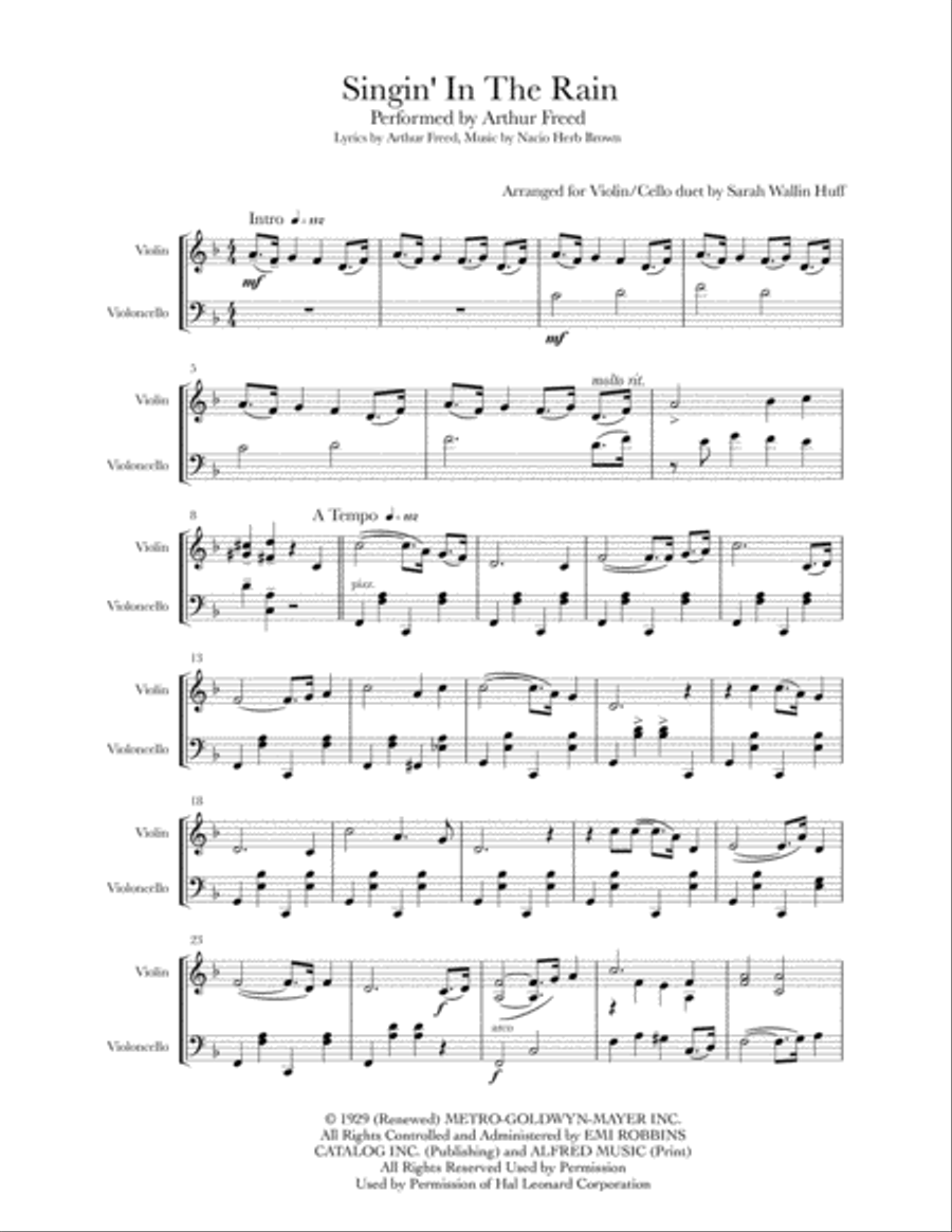 Singin' In The Rain String Duet scores gallery preview page 2