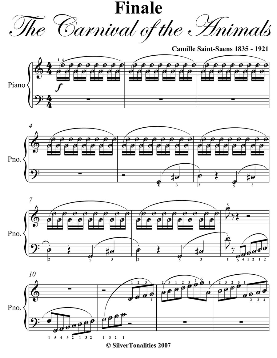 Finale Carnival of the Animals Easy Piano Sheet Music