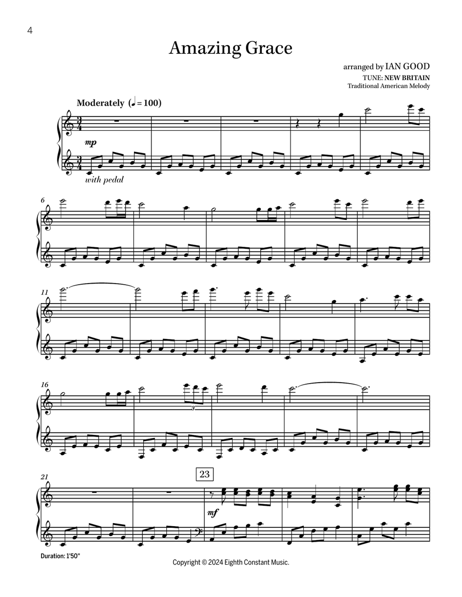Amazing Grace (new age piano) Piano Solo scores gallery preview page 1