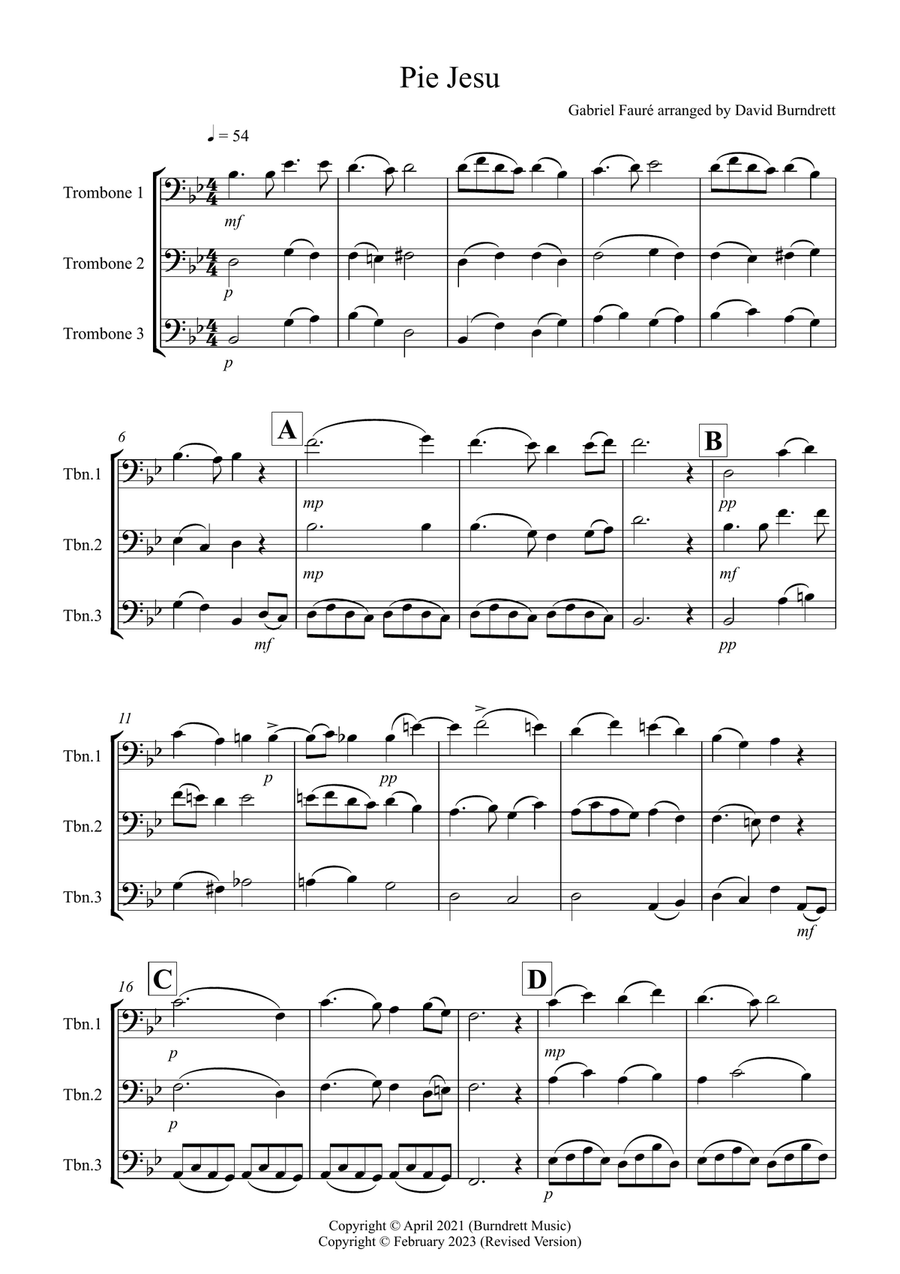 Pie Jesu (from Requiem) for Trombone Trio
