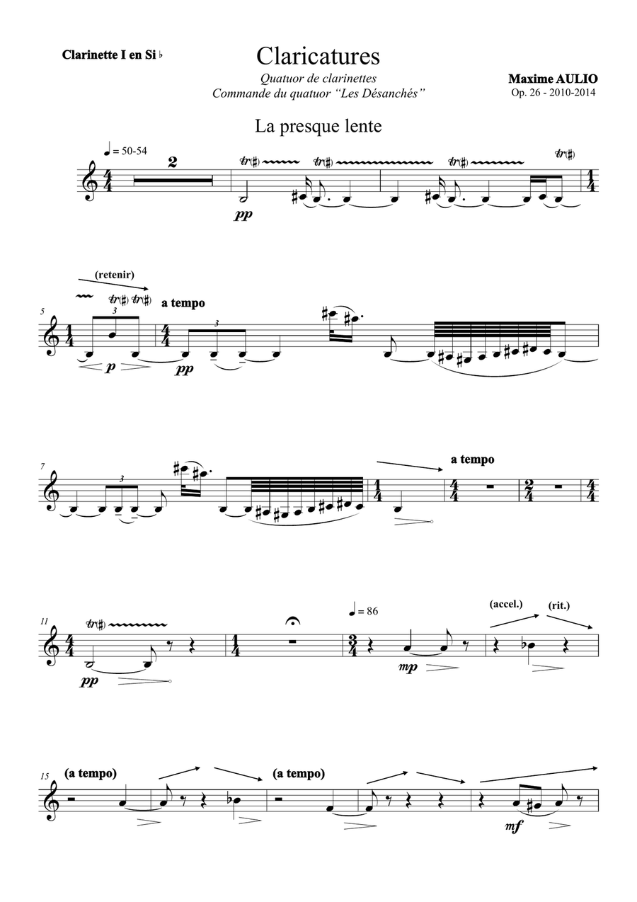 Claricatures, for clarinet quartet - set of parts Clarinet Quartet scores gallery preview page 3