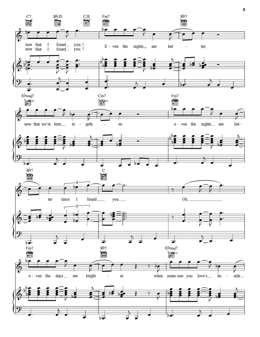 Even The Nights Are Better Piano, Vocal, Guitar scores gallery preview page 3