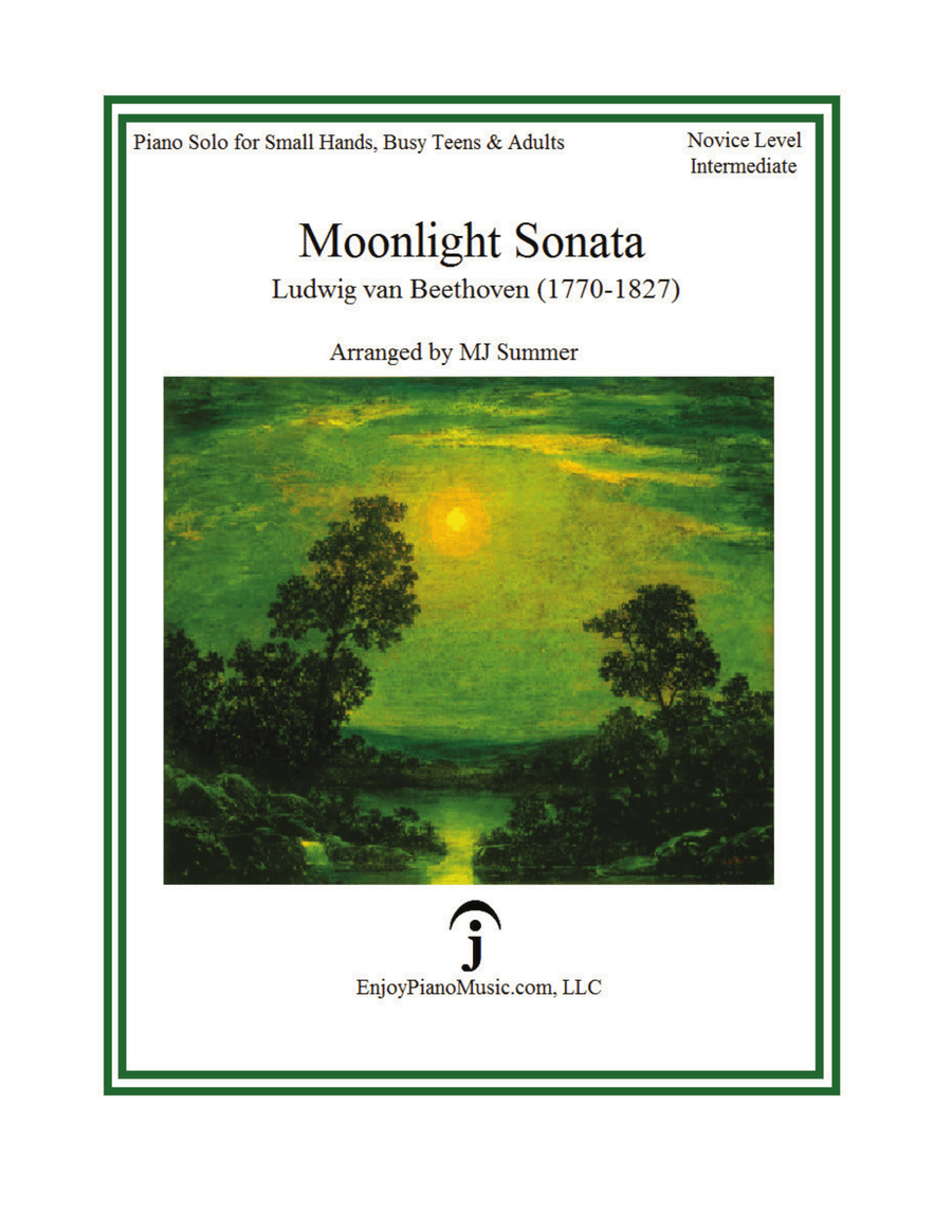 Moonlight Sonata - Beethoven, Easy Piano for Small Hands, Busy Teens & Adults Piano Method scores gallery preview page 1