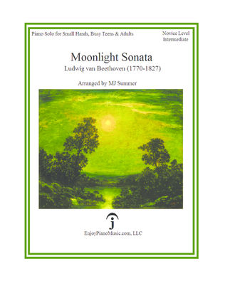 Book cover for Moonlight Sonata - Beethoven, Easy Piano for Small Hands, Busy Teens & Adults