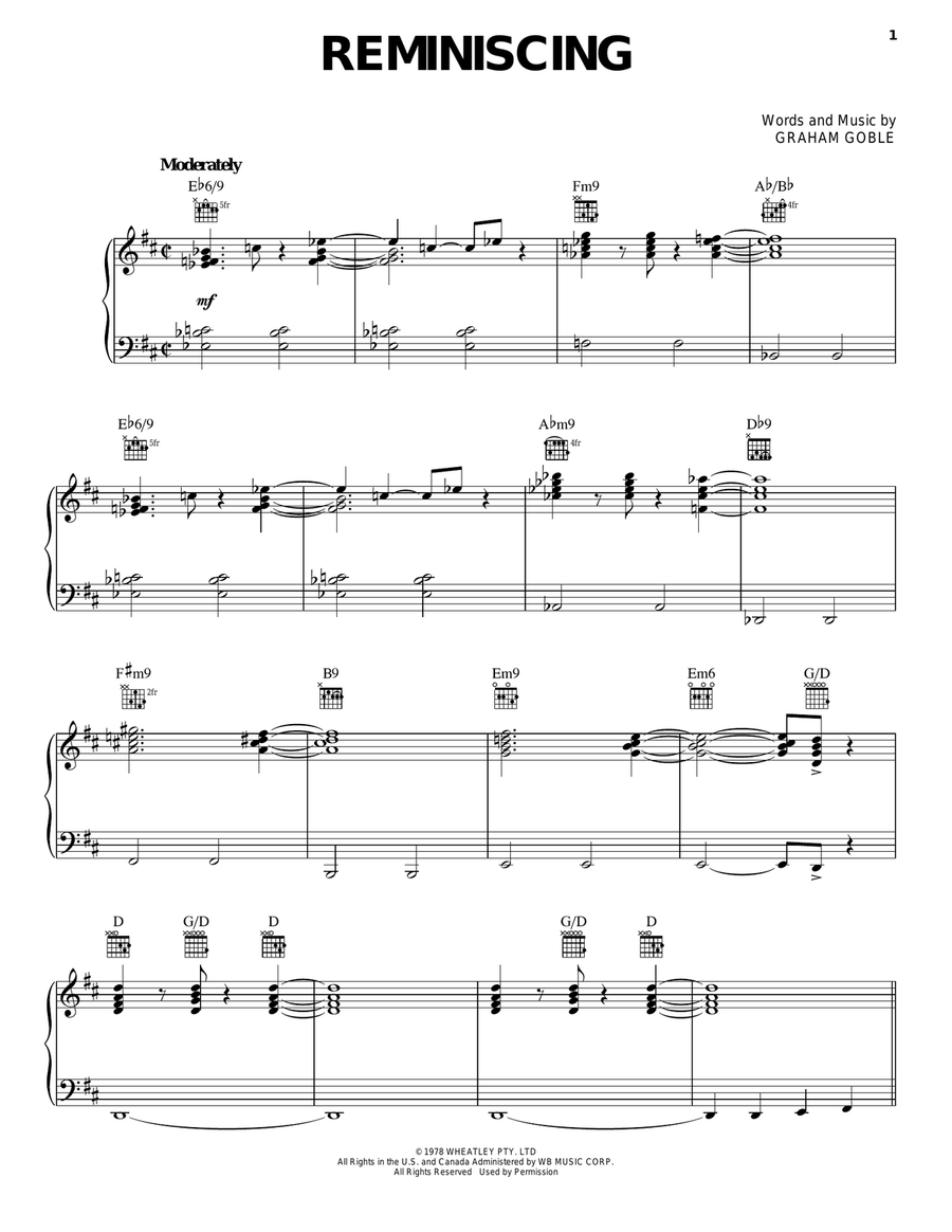 Reminiscing Reminiscing Piano, Vocal, Guitar scores gallery preview page 1