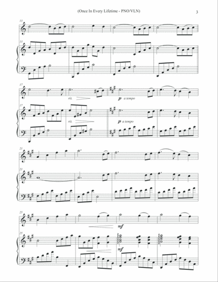 Once In Every Lifetime (Solo Violin & Piano) Violin Solo scores gallery preview page 3