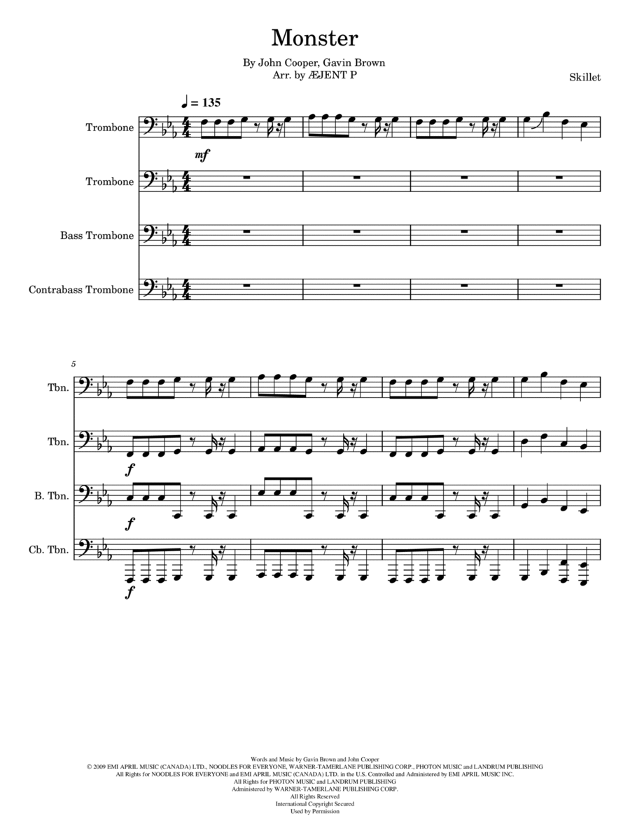 Monster Monster Trombone scores gallery preview page 1
